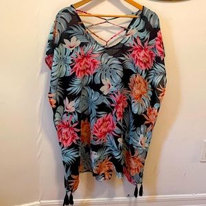 Tropical Floral Beach Coverup